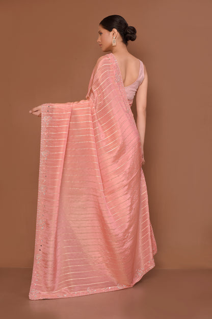 Designer Pink Tissue Saree