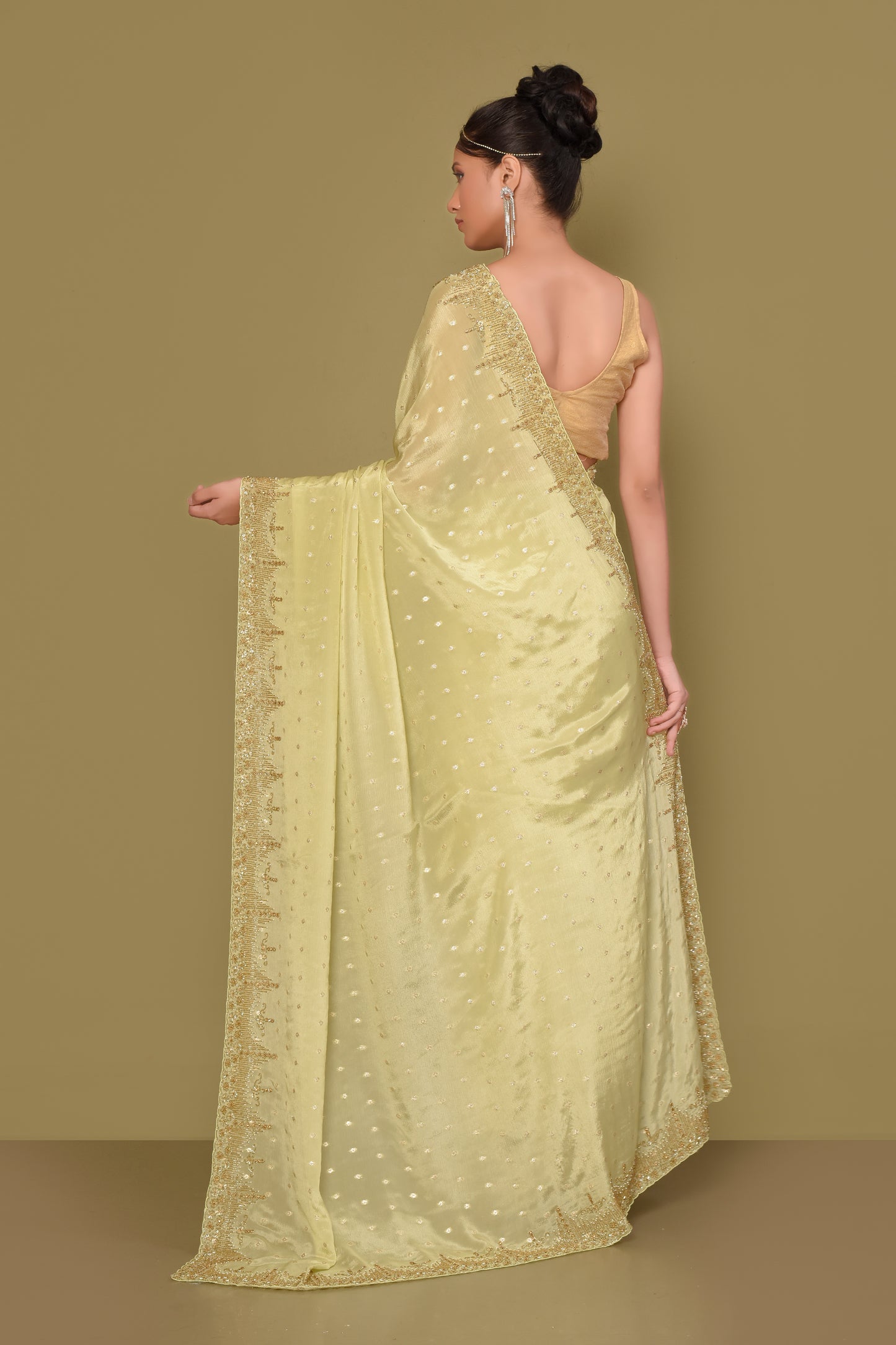 Designer Off- White Tissue Saree