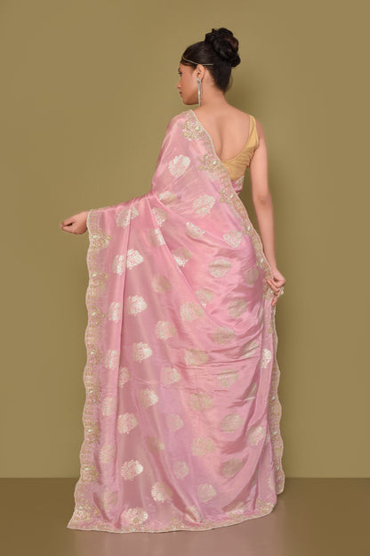 Designer Pink Tissue Saree