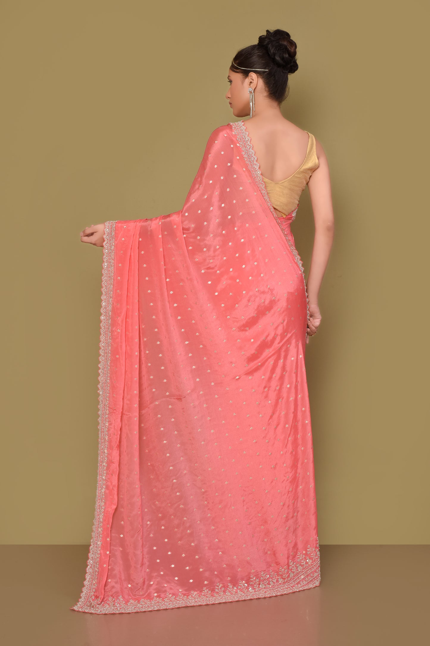 Designer Pink Tissue Saree