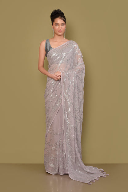 Designer Off- White Georgette Saree