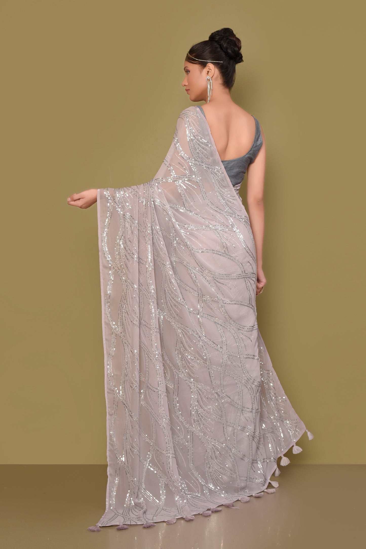 Designer Off- White Georgette Saree