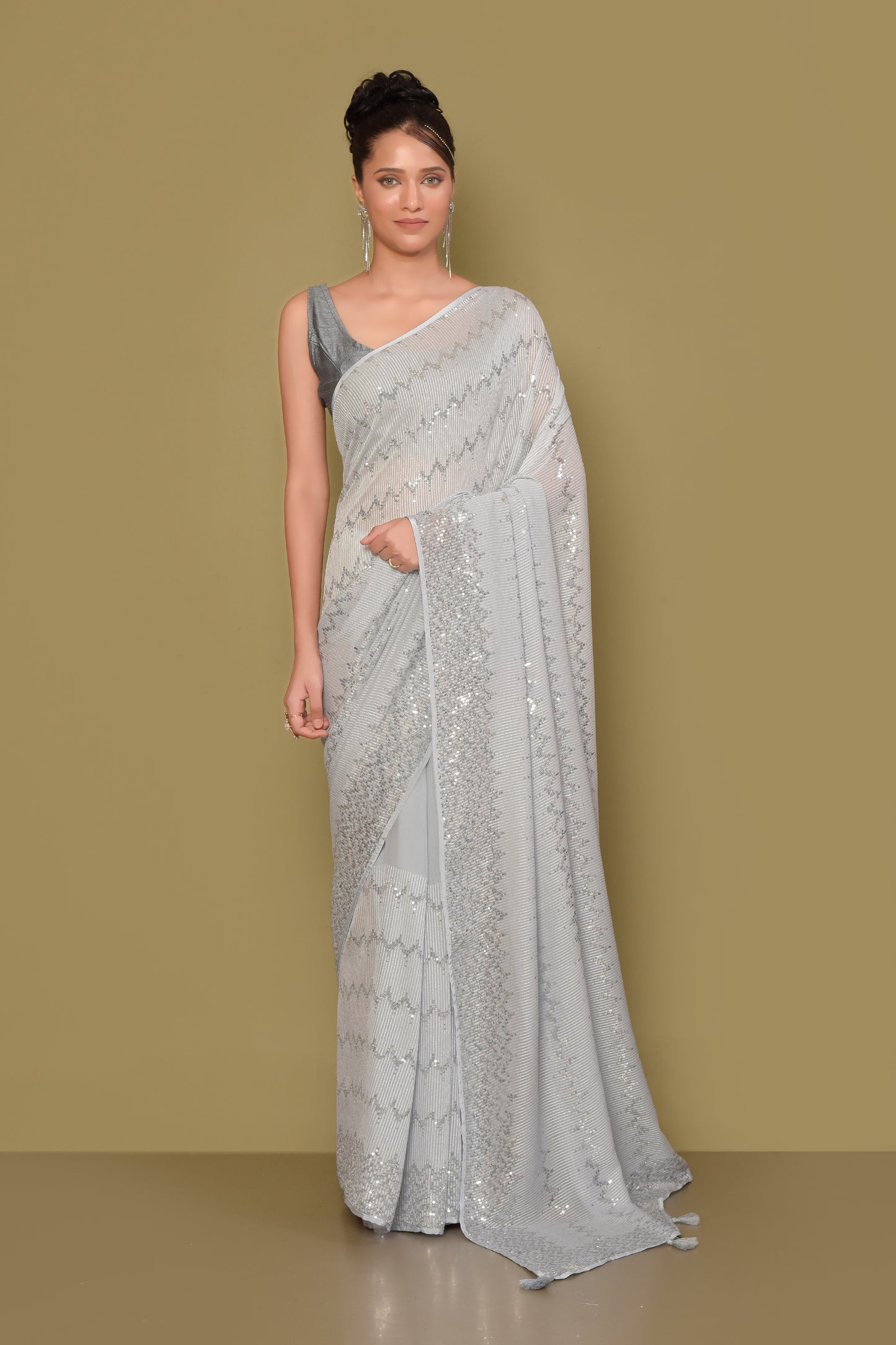 Designer Off- White Georgette Saree