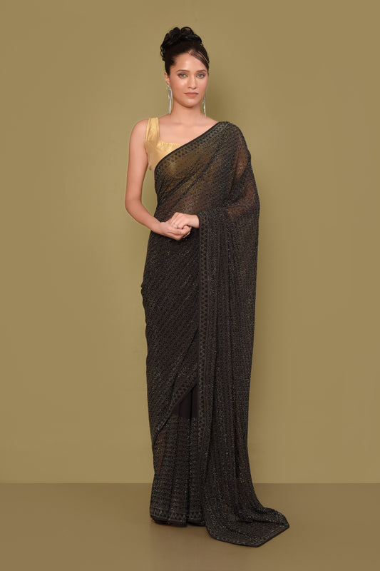 Designer Black Georgette Saree