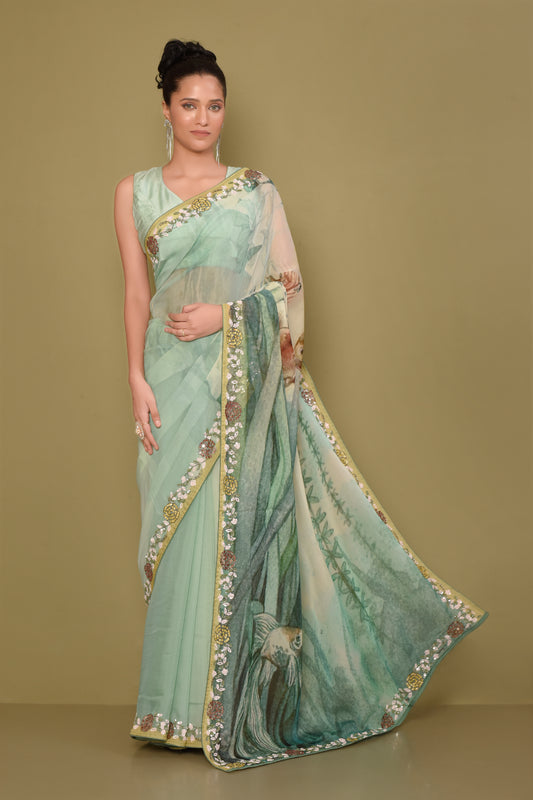 Designer Multicolor Georgette Saree