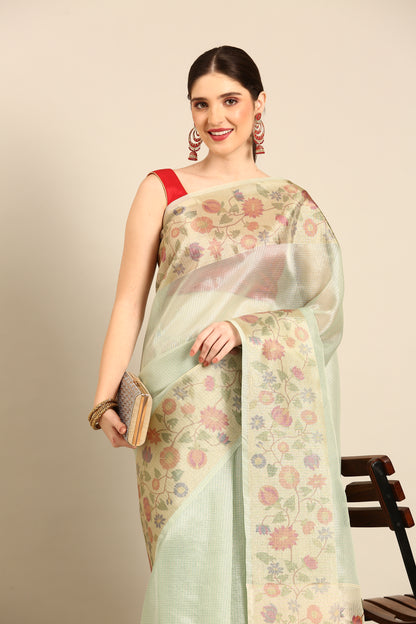 Designer Blue Organza Saree