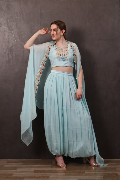 Sky Blue Chinon Co-Ord Set