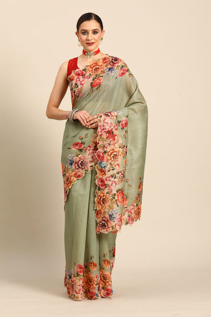 Designer Green Silk Saree