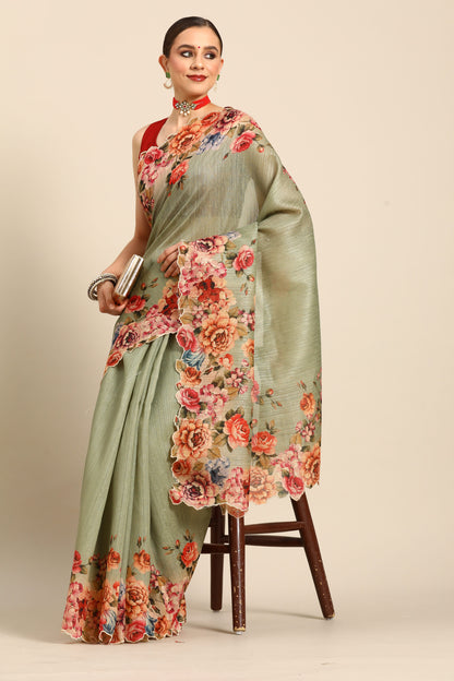 Designer Green Silk Saree