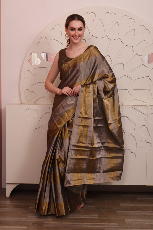 Grey Organza Saree with Blouse Set