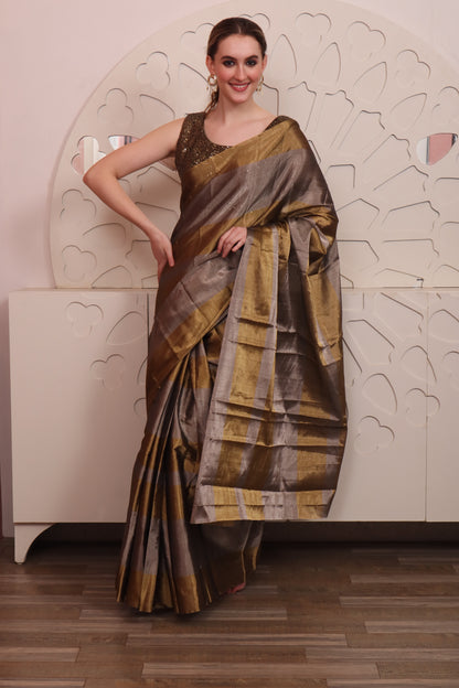 Grey Organza Saree with Blouse Set