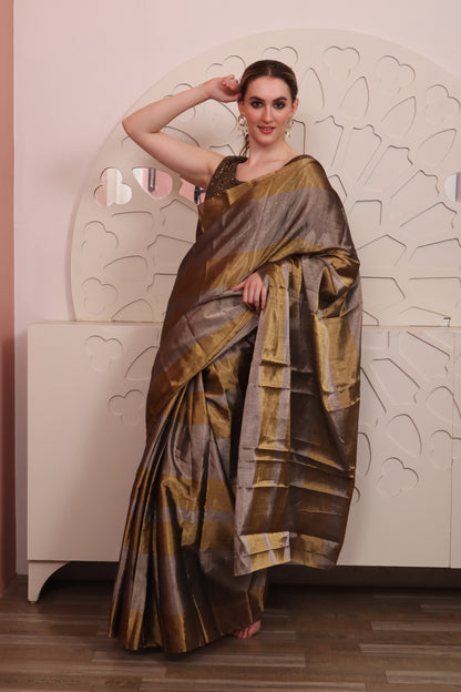 Grey Organza Saree with Blouse Set