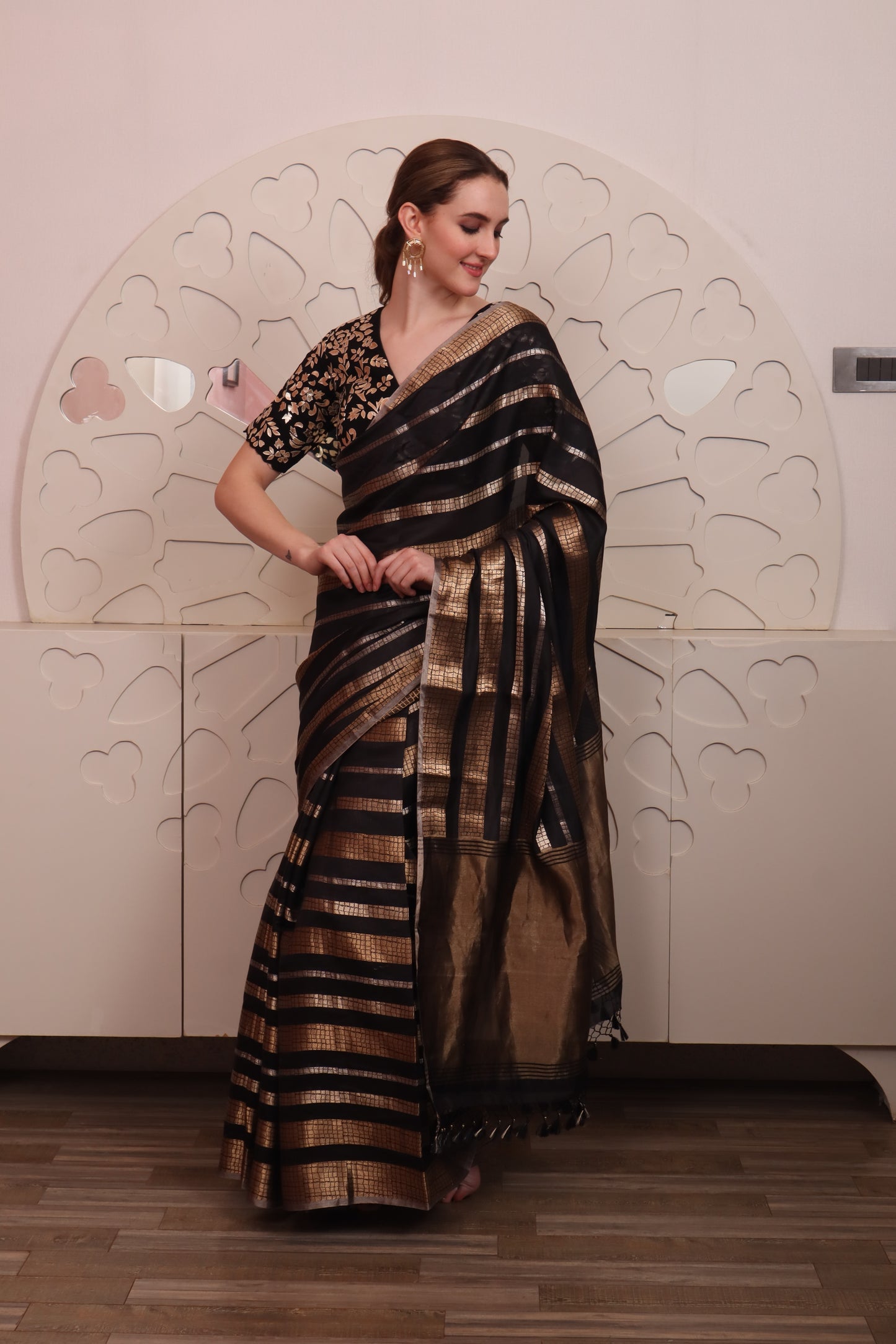 Black Organza Saree with Blouse Set