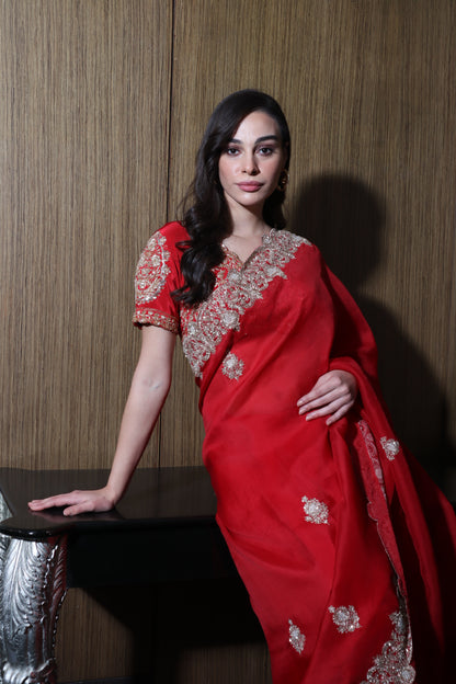 Silk Red Saree with Blouse set