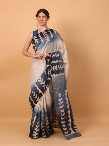 Shaded Elegance Tussar Saree with Unstitched Blouse