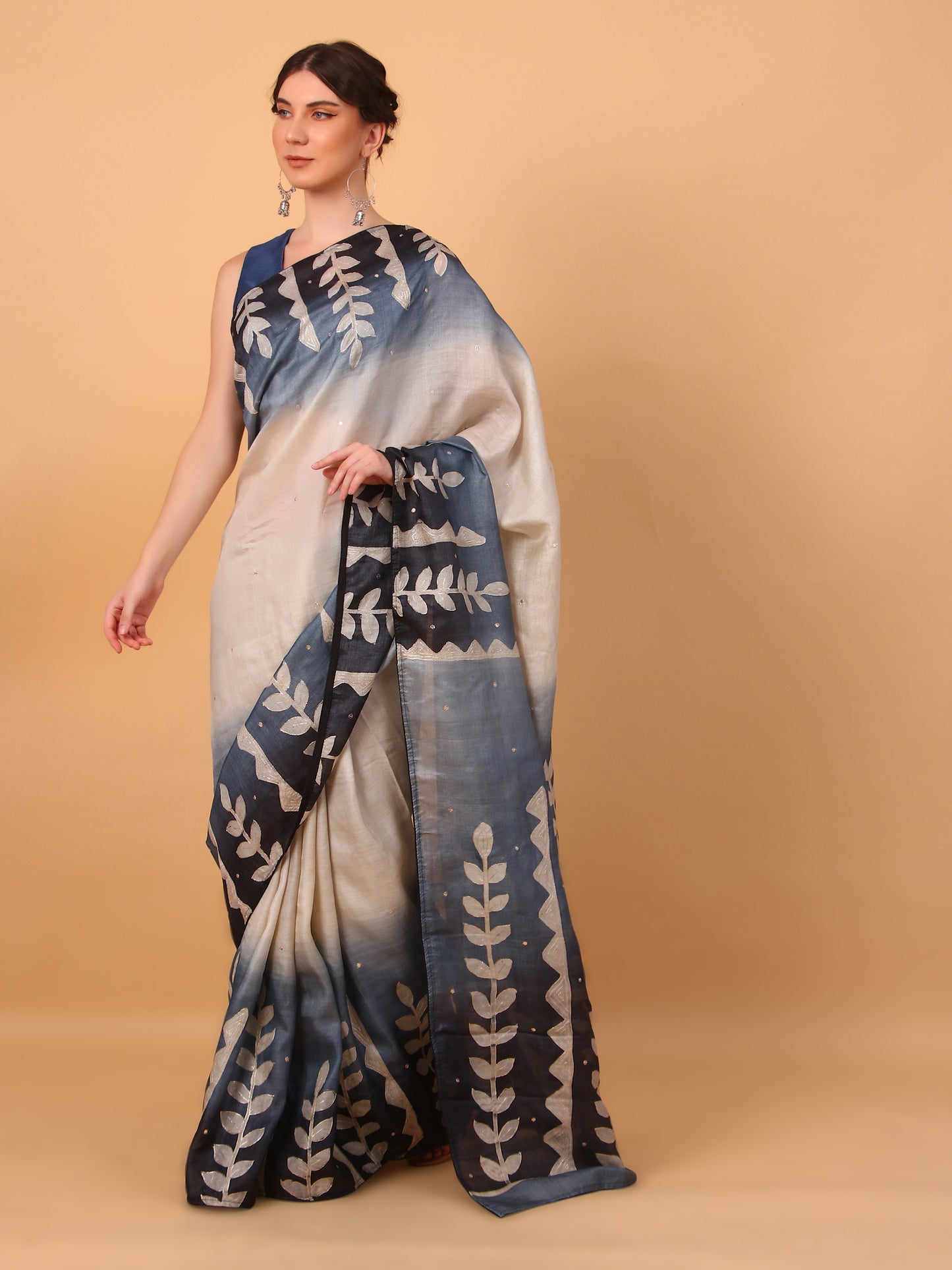 Shaded Elegance Tussar Saree with Unstitched Blouse