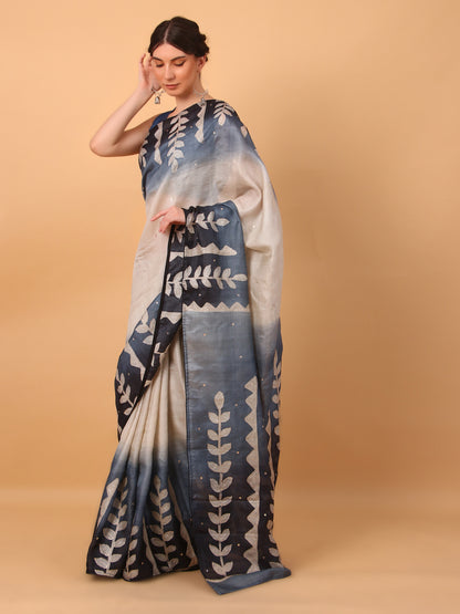 Shaded Elegance Tussar Saree with Unstitched Blouse