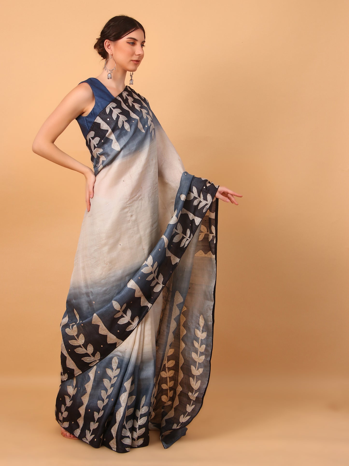 Shaded Elegance Tussar Saree with Unstitched Blouse