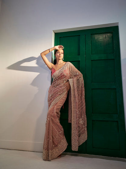 Pink Tissue Saree