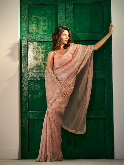 Elegant Pink Tissue Saree