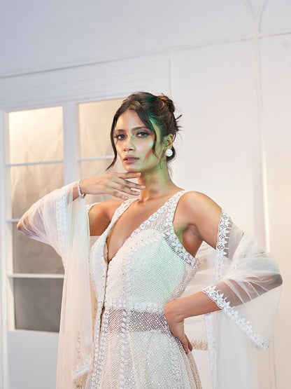 White Net Lehenga