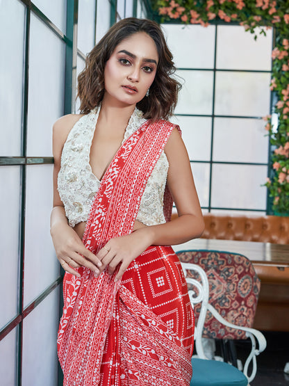 Scarlet & Ivory Saree Set