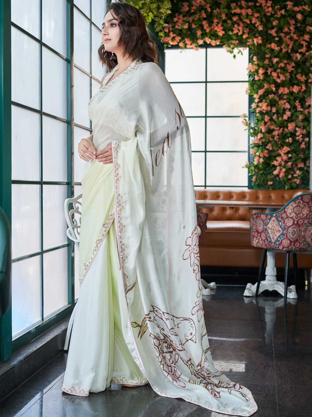 Chic Chinon Crepe Saree Set