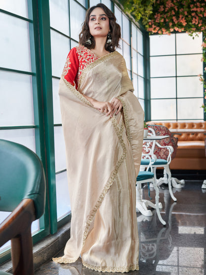 Golden Tissue Silk Saree Set