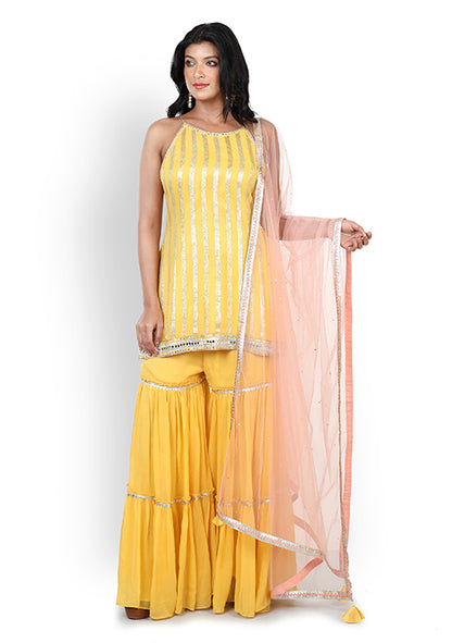 Casual Sharara In Yellow Color