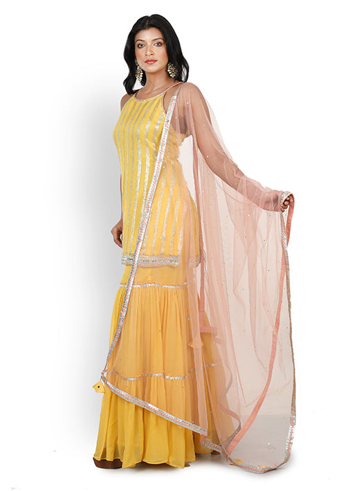 Casual Sharara In Yellow Color