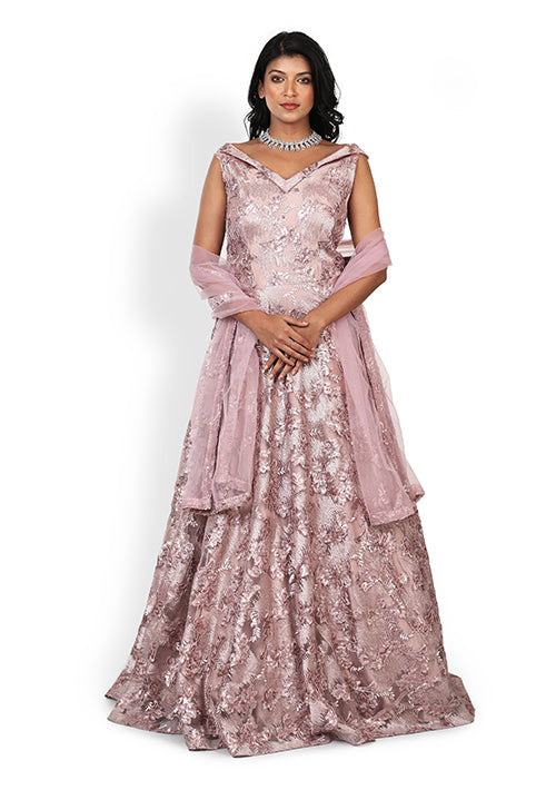 Gown In Onion Pink Color