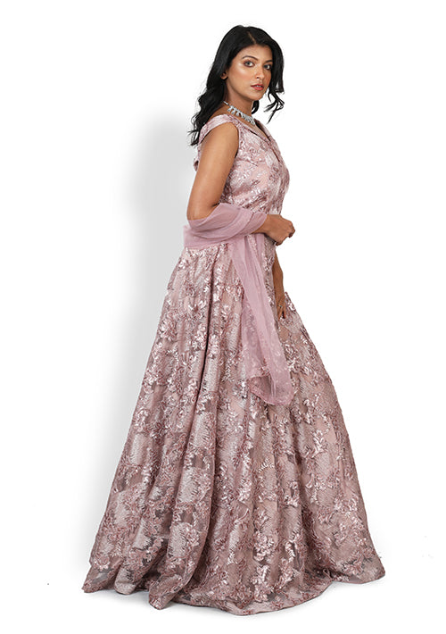 Gown In Onion Pink Color