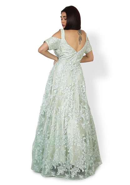 Casual  Gown In Light Blue Color