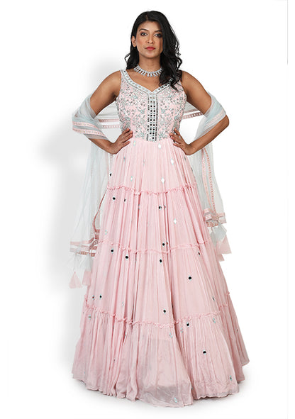 Casual  Gown In Baby Pink Color