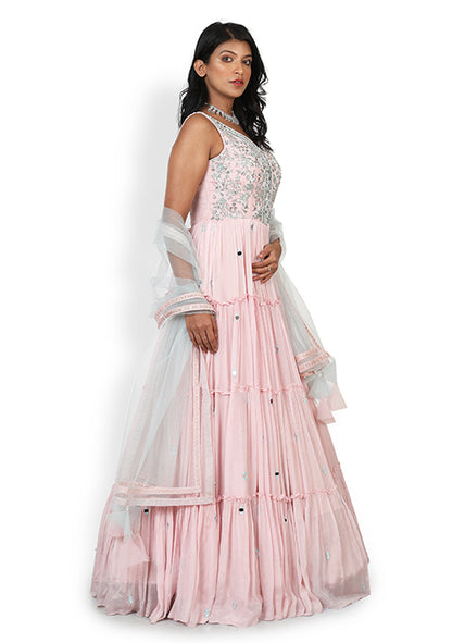 Casual  Gown In Baby Pink Color