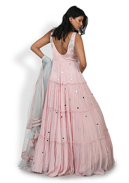 Casual  Gown In Baby Pink Color