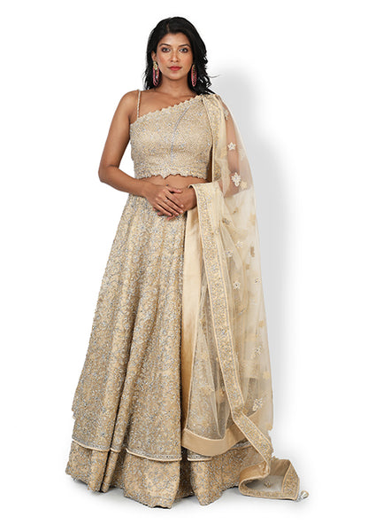 Casual Lehenga In Beige Color