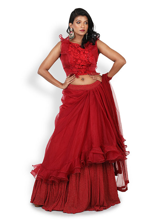 Casual Lehenga In Red Colour