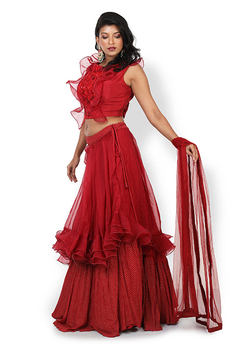 Casual Lehenga In Red Colour