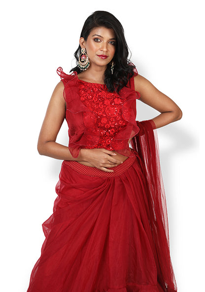 Casual Lehenga In Red Colour