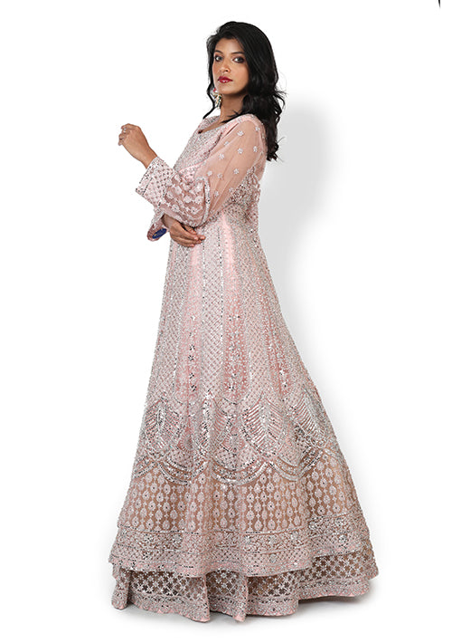 Casual  Gown In Baby Pink Color