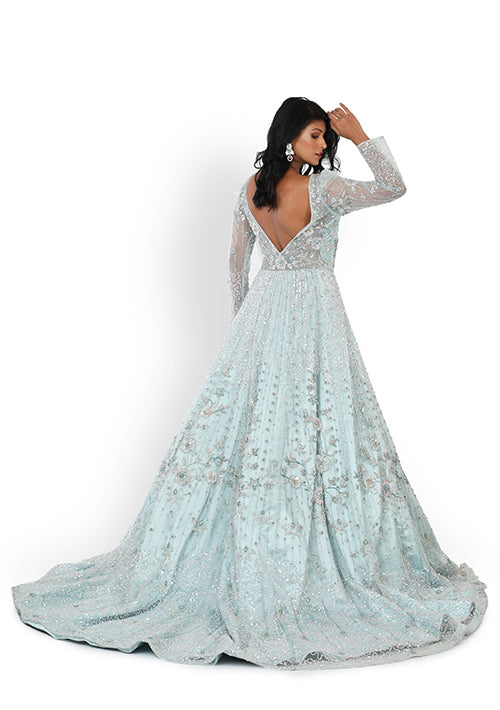 Casual  Gown In Light  Blue Color