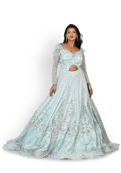 Casual  Gown In Light  Blue Color