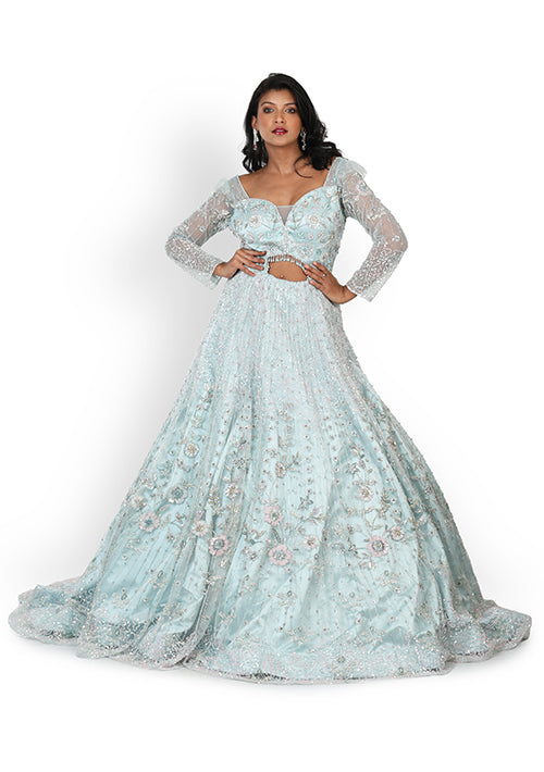 Casual  Gown In Light  Blue Color