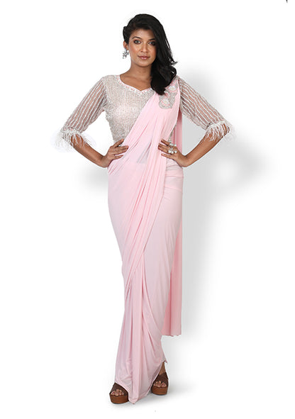 Casual  Designer Saree In Pink Color