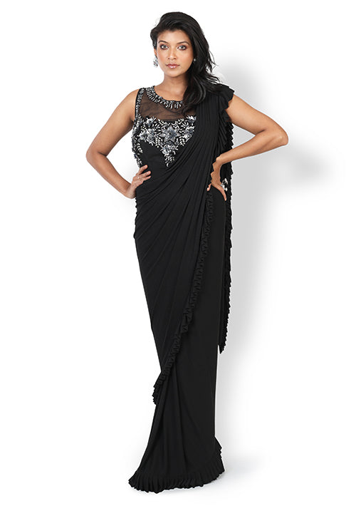 Casual  Designer Saree In Black Color