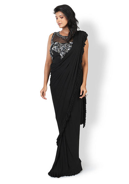 Casual  Designer Saree In Black Color