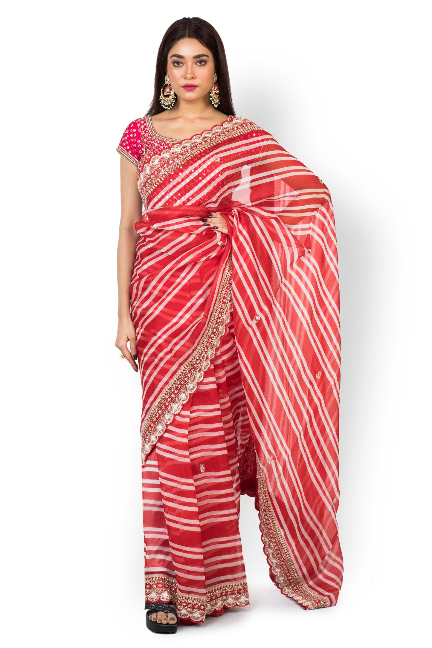 Party Wear Designer Saree In Red Color