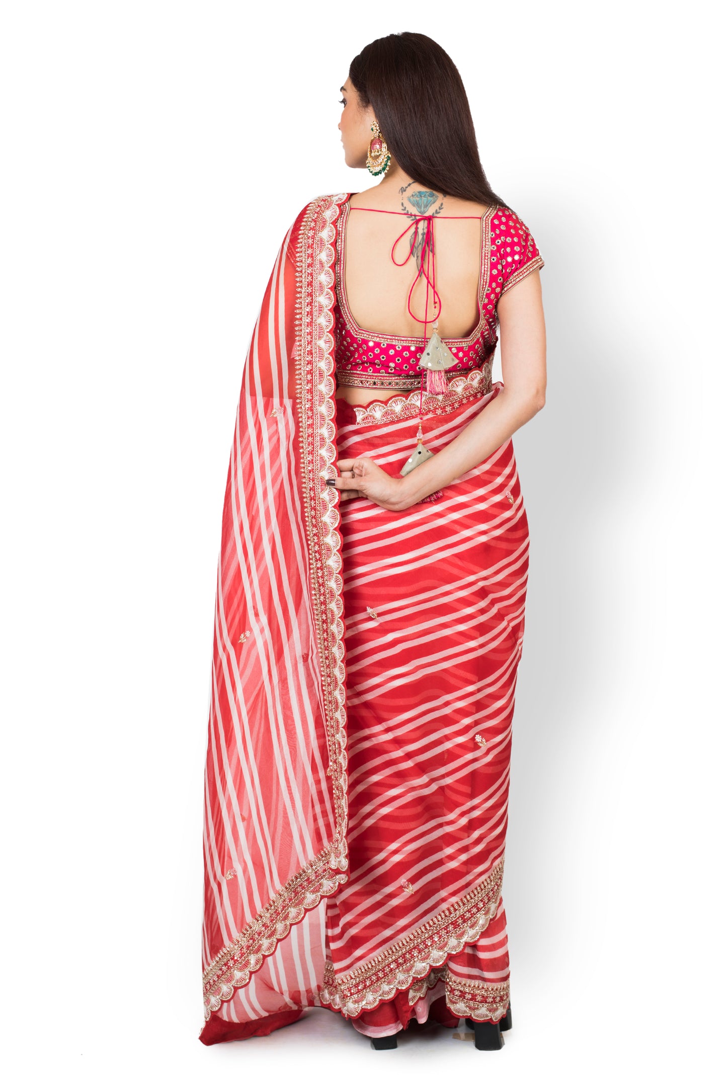 Party Wear Designer Saree In Red Color