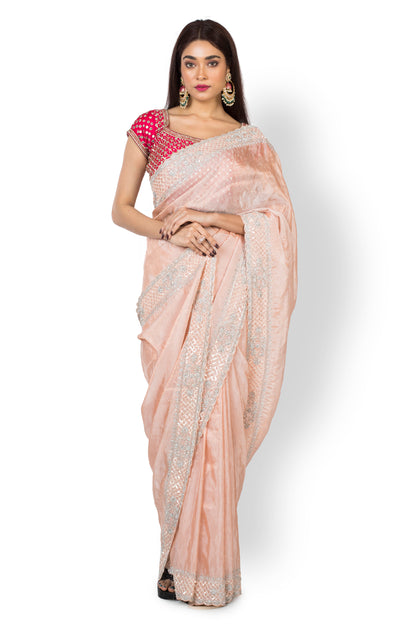 Womens Wear Saree In Peach Color